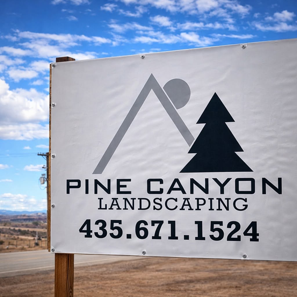 Pine Canyon Landscaping sign at the Uintah Basin operation
